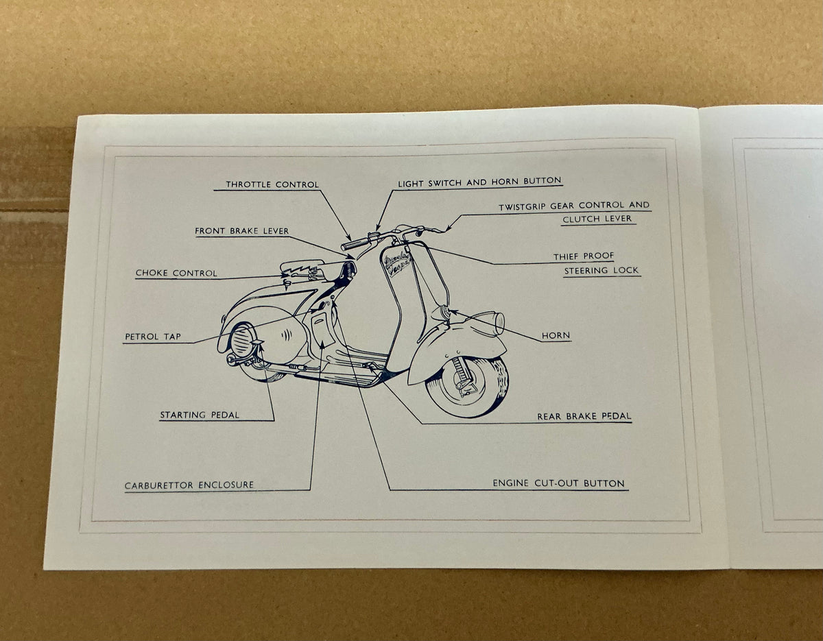 Vespa Douglas, original 1949 first 4 page leaflet, mega rare