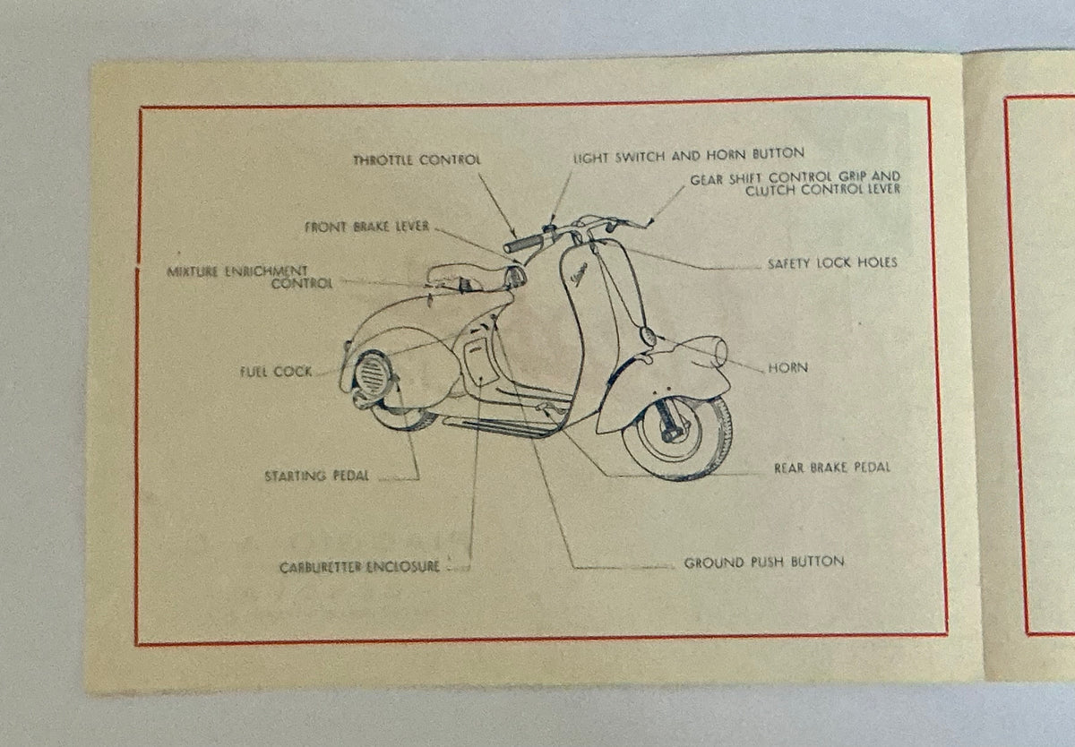 Vespa Piaggio, 1948 very rare original 4 sided leaflet in English