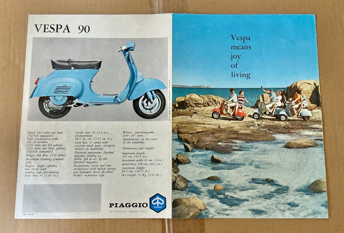 Vespa 1968 original V90 brochure in good condition