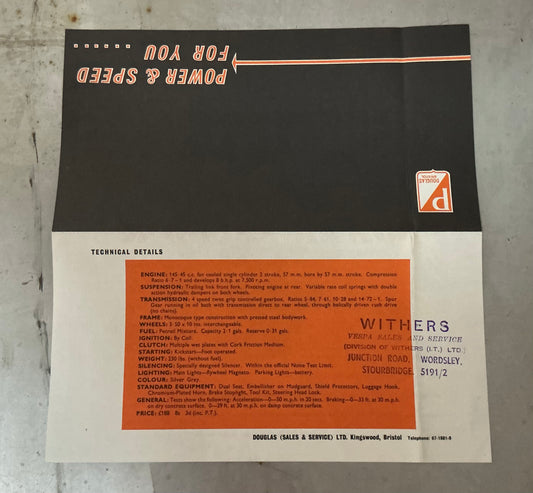Vespa Douglas GS150 amazing 1950s GS150 2 sided leaflet