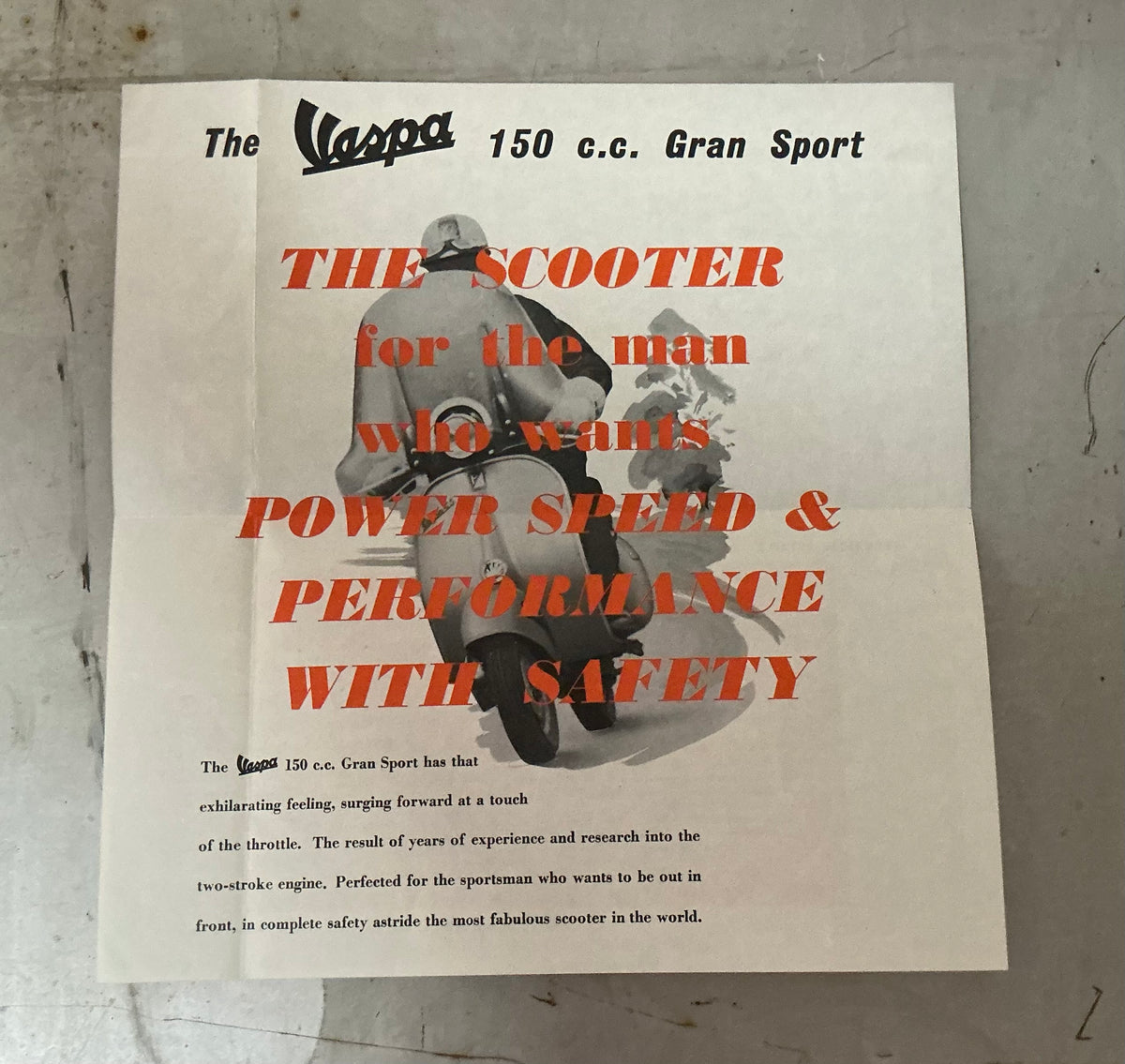 Vespa Douglas GS150 amazing 1950s GS150 2 sided leaflet
