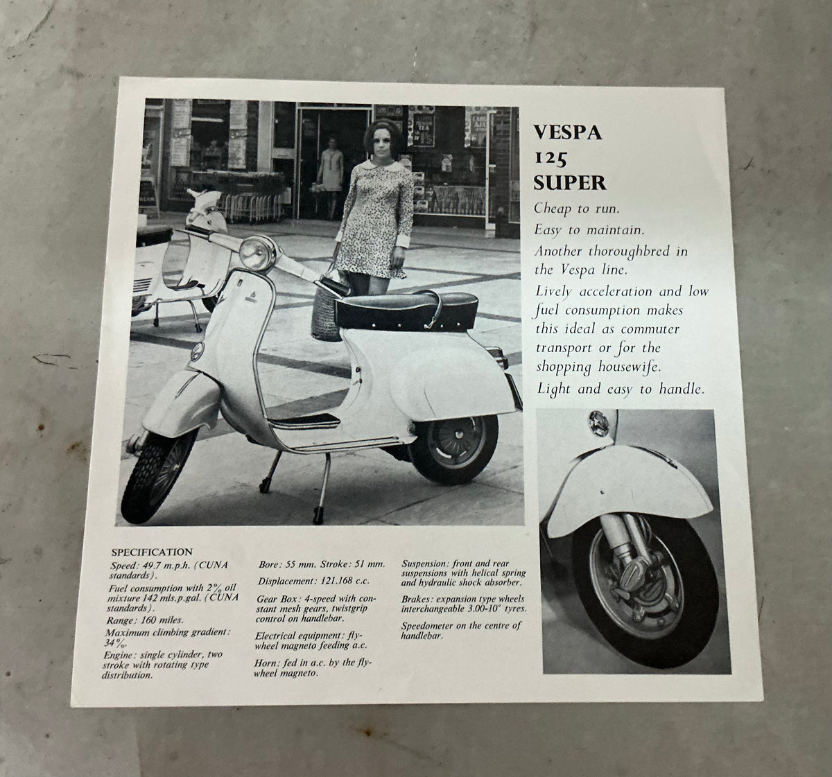 Vespa Douglas SS180/125 Super original 2 sided leaflet