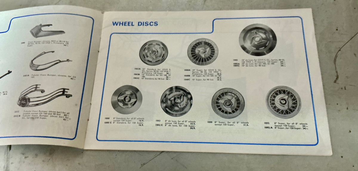 Vespa Douglas 1969 original 12 page accessory catalogue