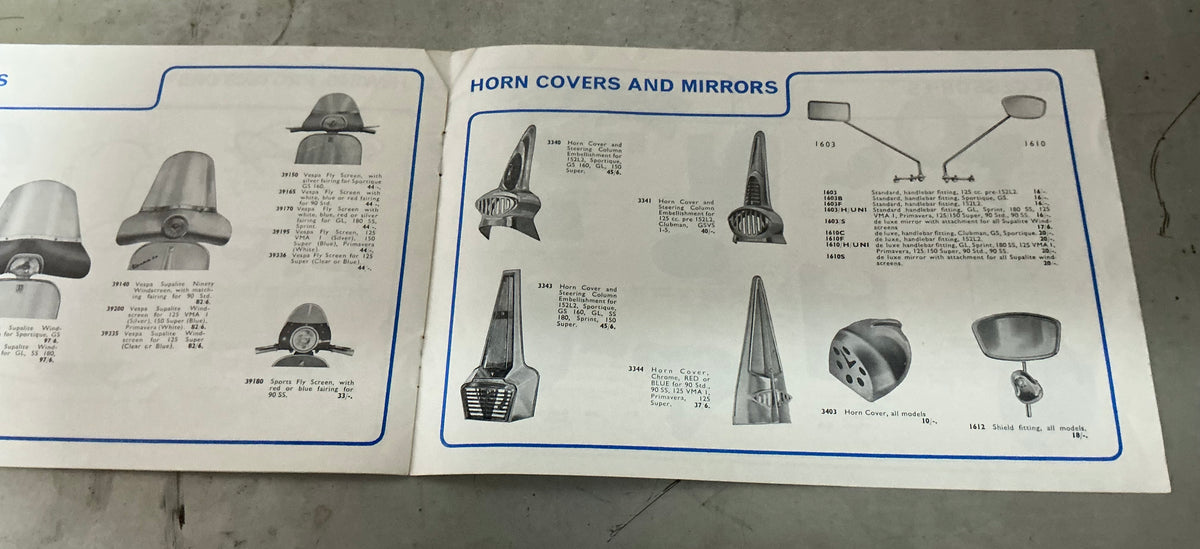 Vespa Douglas 1969 original 12 page accessory catalogue