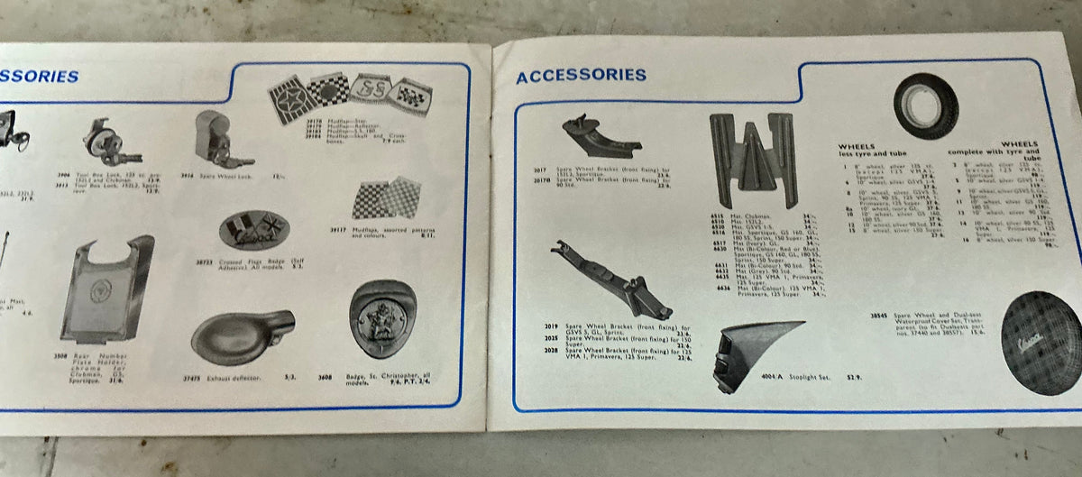 Vespa Douglas 1969 original 12 page accessory catalogue