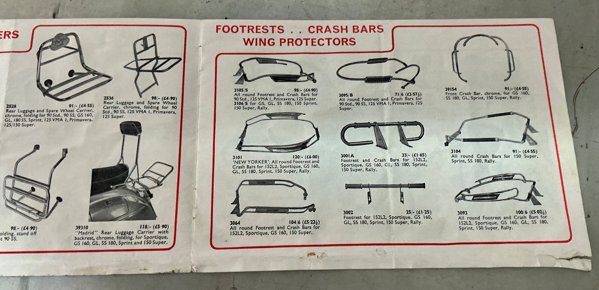 Vespa Douglas 1970 original accessory catalogue
