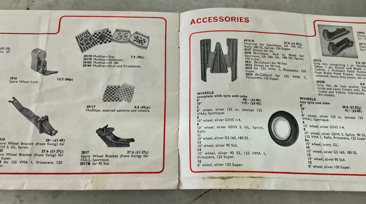 Vespa Douglas 1970 original accessory catalogue