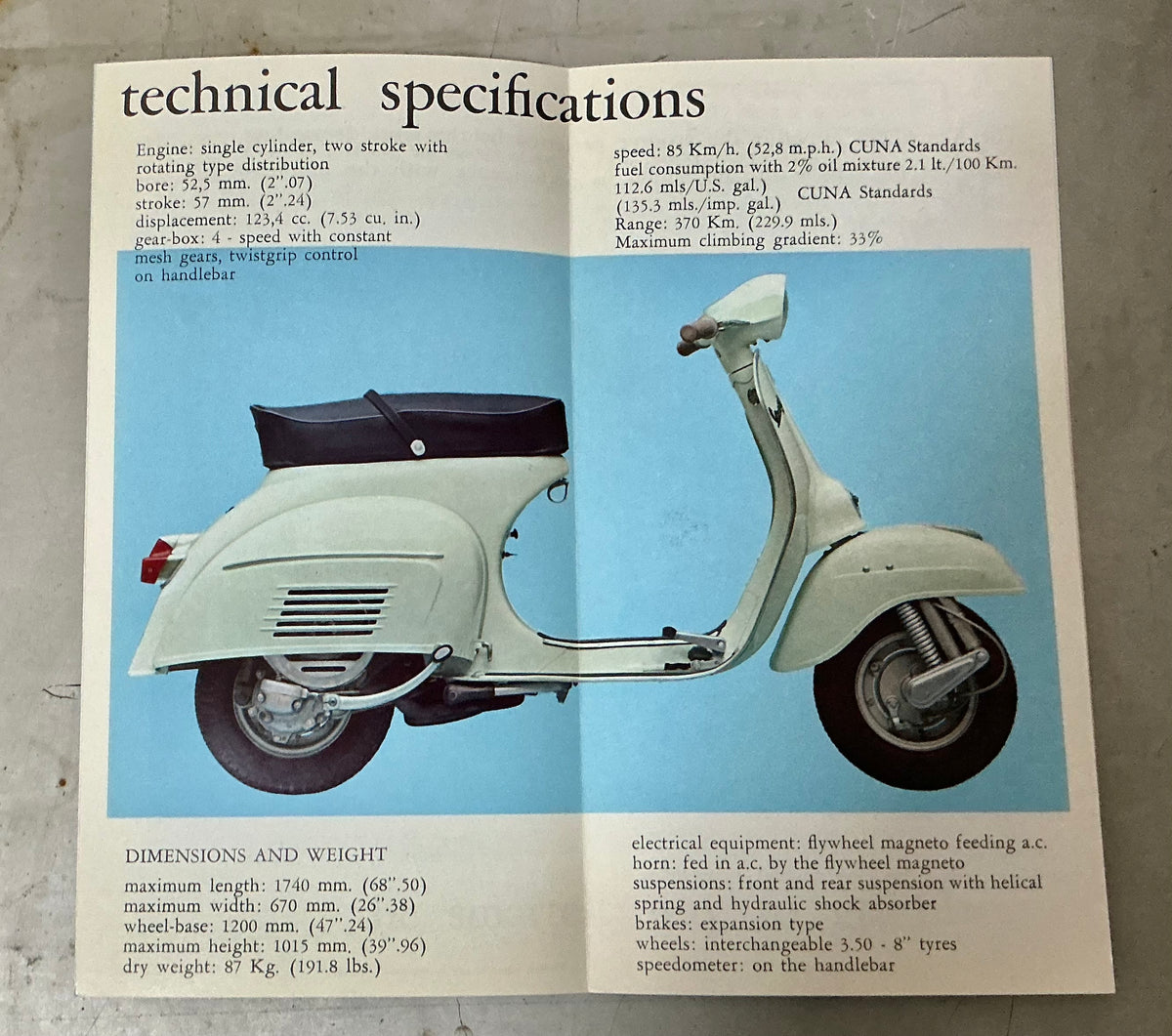 Vespa 125 Super original brochure