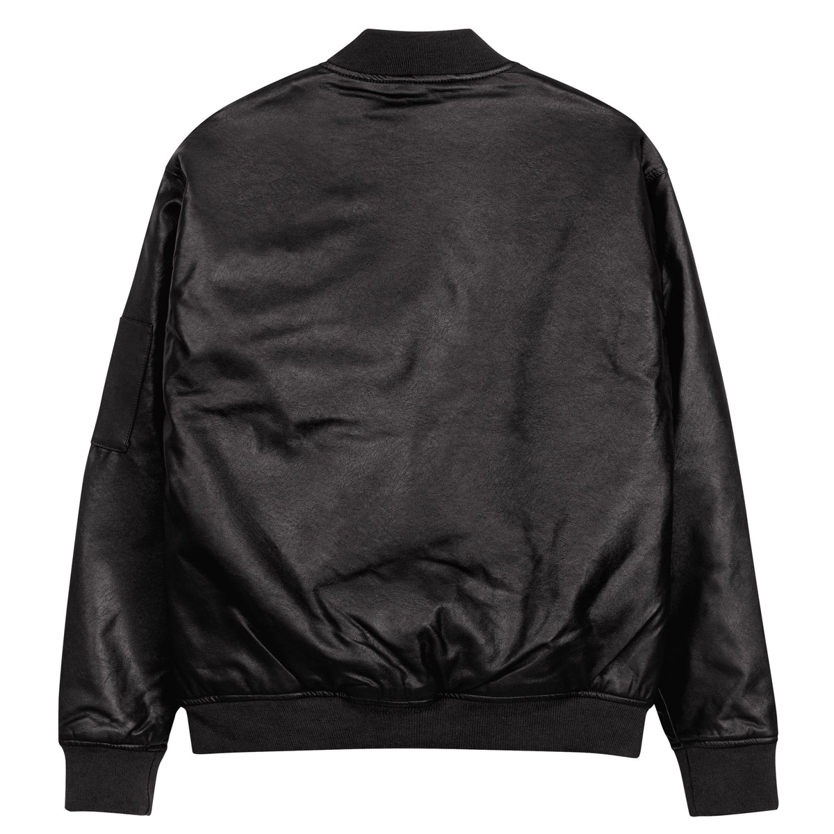 Leather embroidered "go" logo bomber jacket