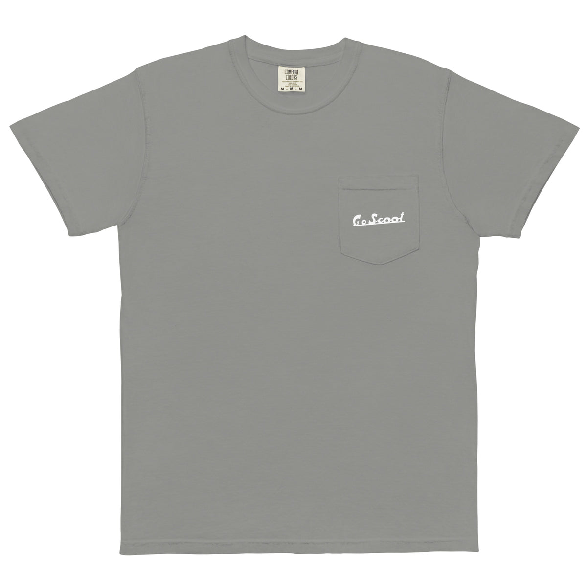 Unisex white print "Go Scoot" pocket t-shirt
