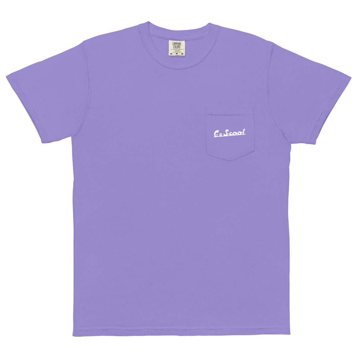 Unisex white print "Go Scoot" pocket t-shirt