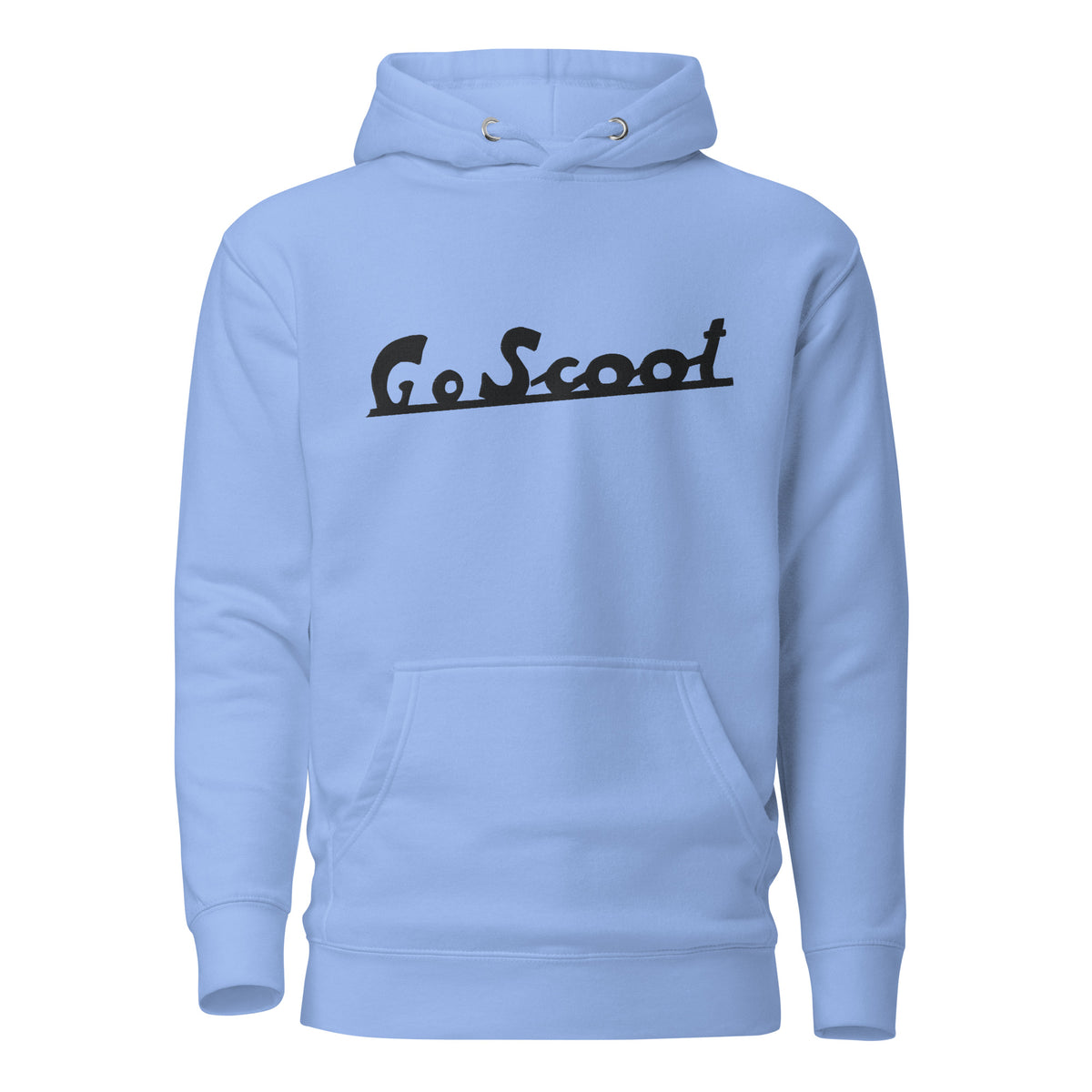 Unisex black embroidery "Go Scoot" hoodie