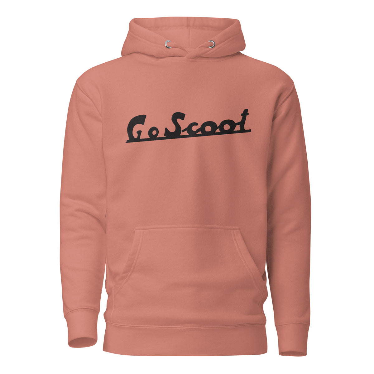 Unisex black embroidery "Go Scoot" hoodie