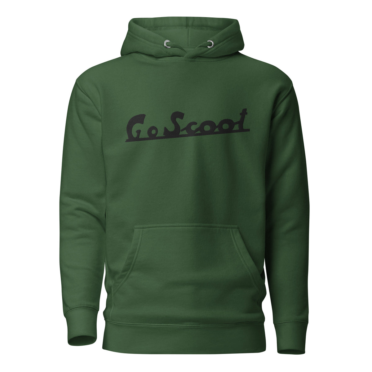 Unisex black embroidery "Go Scoot" hoodie