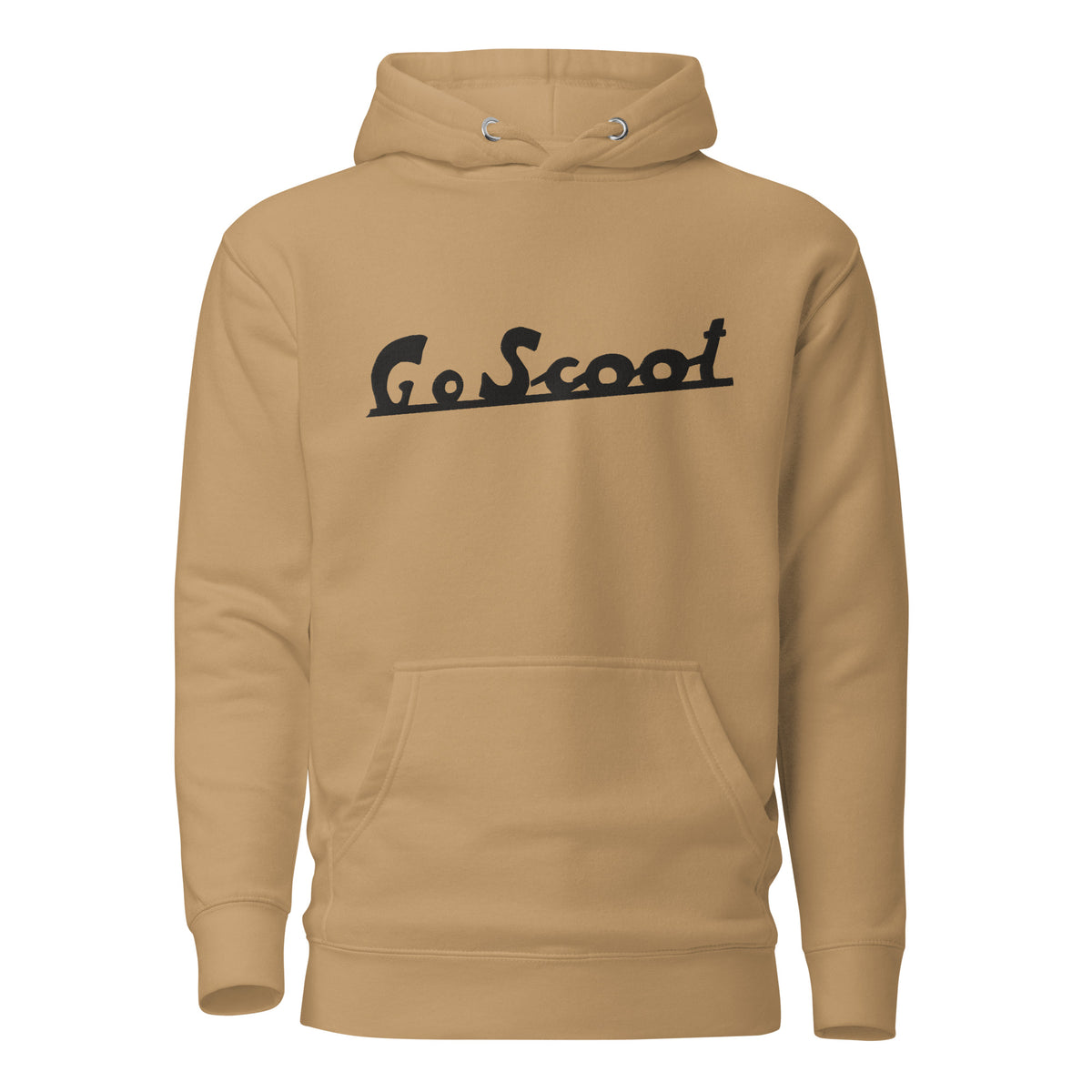 Unisex black embroidery "Go Scoot" hoodie