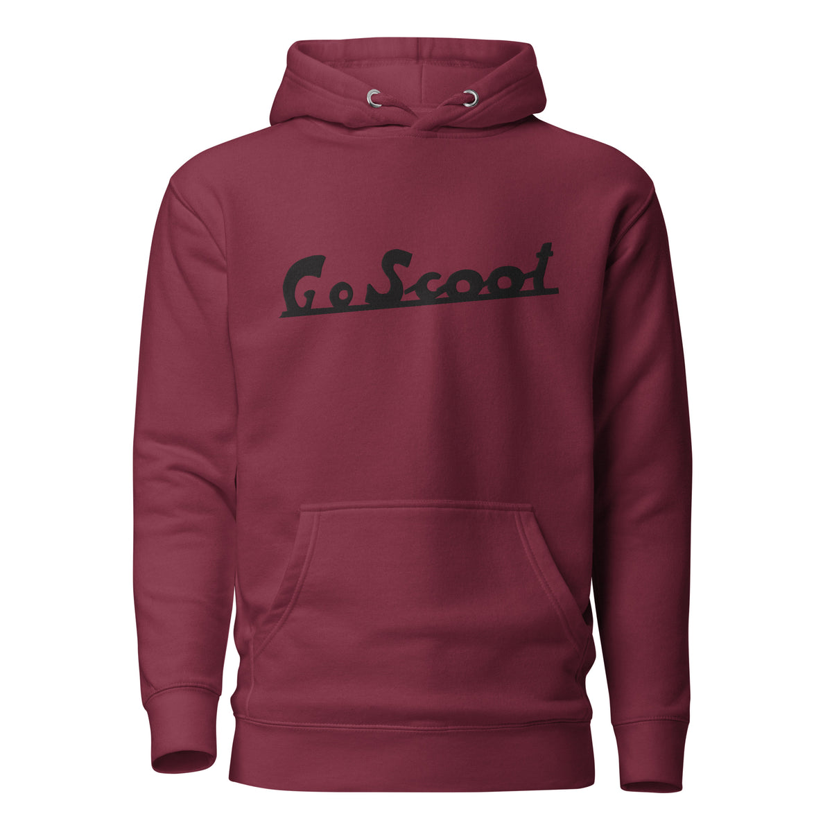 Unisex black embroidery "Go Scoot" hoodie