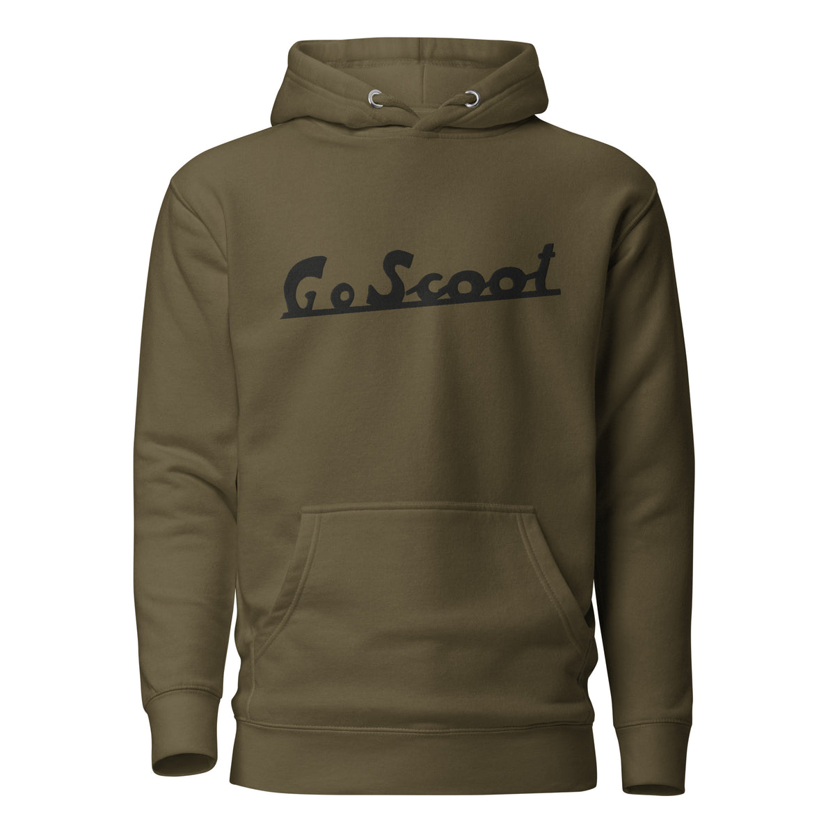 Unisex black embroidery "Go Scoot" hoodie